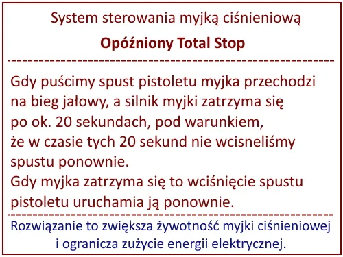 System sterowania myjką - Opóźniony Total Stop